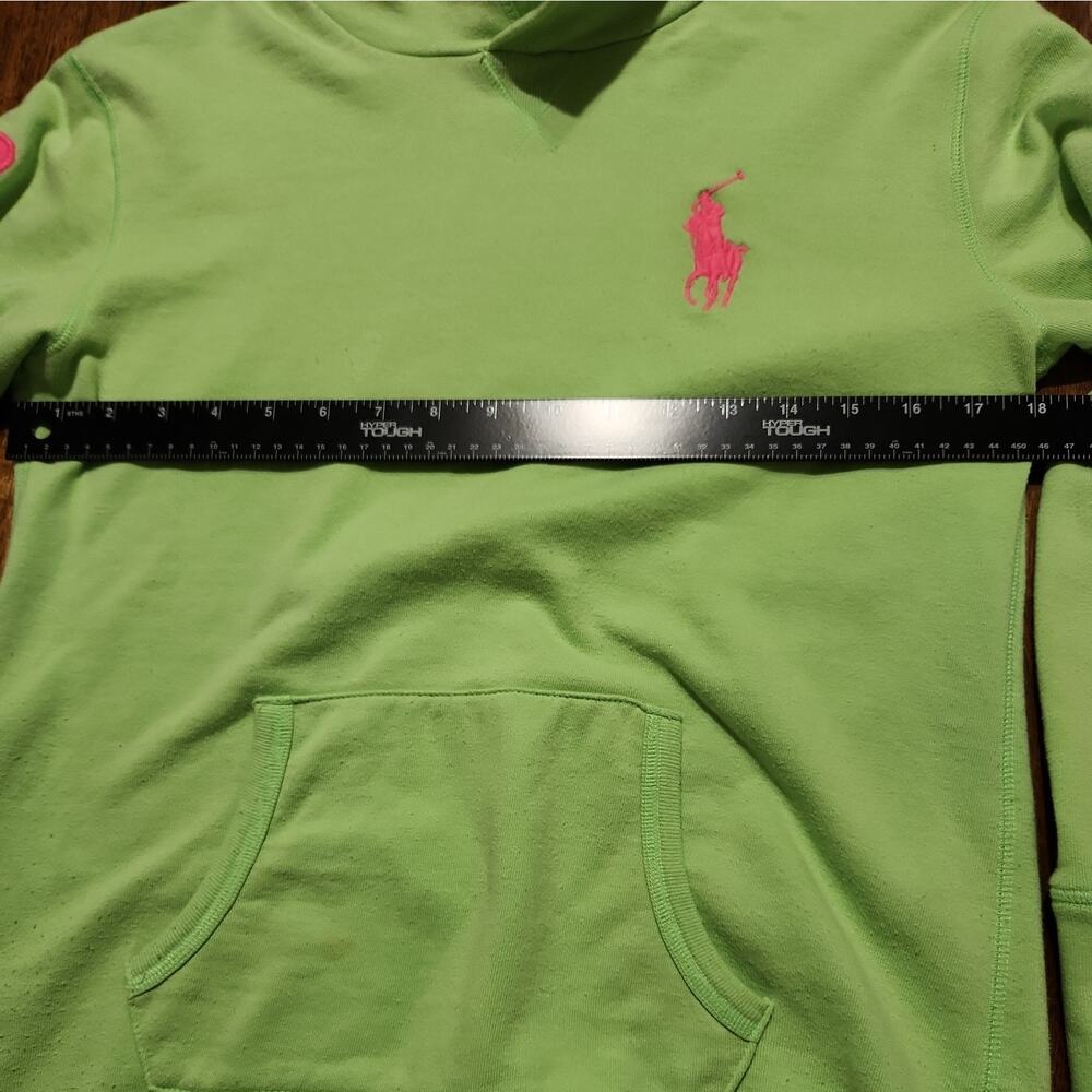 Polo Ralph Lauren Girls Big Pony Lime Green/Pink Hoodie Size XL - Picture 6 of 7